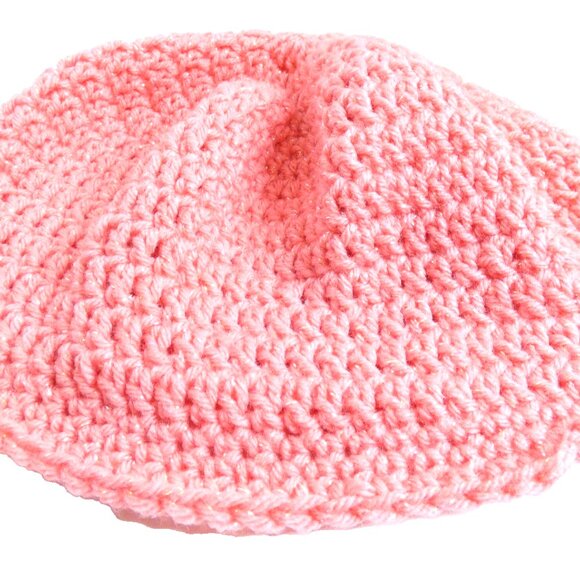 Sparkling Pink Skull Cap OS Handmade Crochet Hand Knit Warm Beanie Hat NWT - Picture 5 of 7